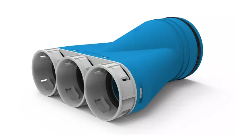 Verloop Ø125 mm naar 3xØ69