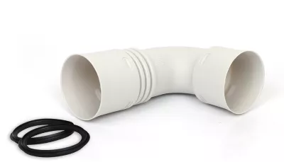 Kunststof bocht 90° voor flexibele slang 90 mm